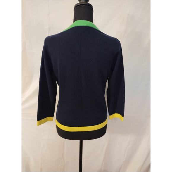 Kate Spade New York Color Block Button Front Sweater Navy Multi Colored - Picture 2 of 8